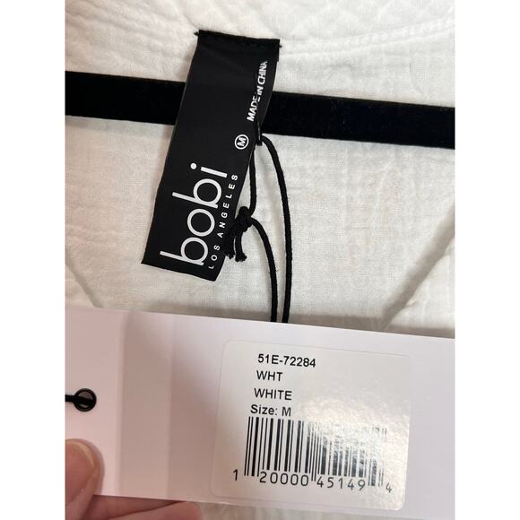 Bobi Sleeveless V-Neck Boxy Cropped Tank Top White Women's Size Medium NWT - Picture 3 of 6